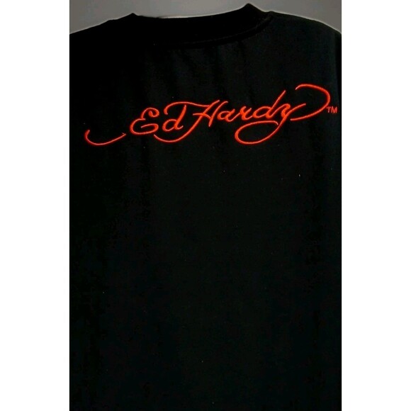 Ed Hardy by Christian Audigier XXL Black Skull Embroidered Sweatshirt Y2K Vintag - Picture 4 of 9